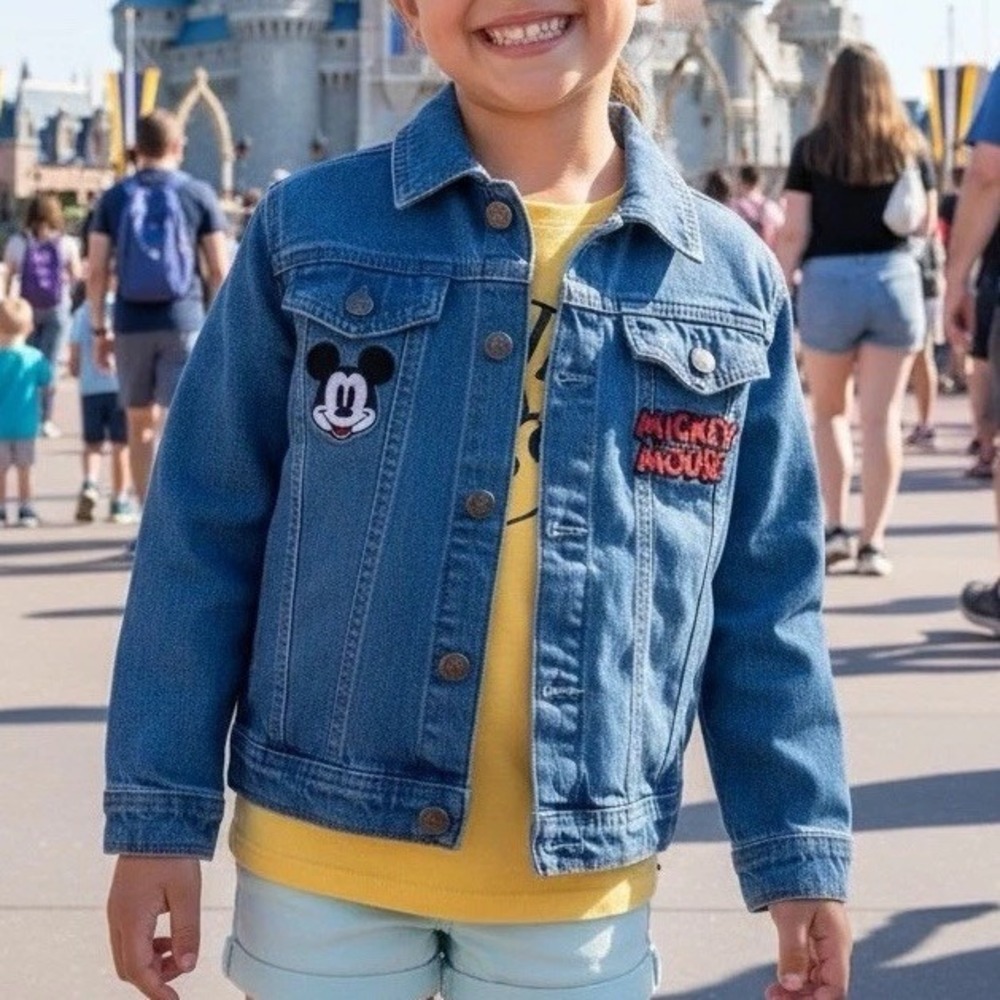 Disney Mickey Mouse Denim Jacket Trucker. Girl Size 6.NO TAGS! Vacation Party